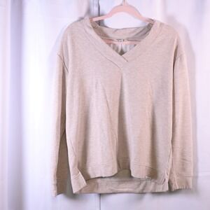 Orvis Womens V-Neck Sweatshirt Small Beige Pullover Long Sleeve